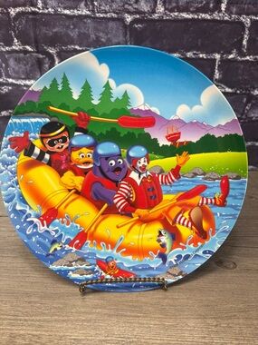 Vintage 1998 McDonalds Plate Rafting Ronald McDonald Grimace Hamburglar